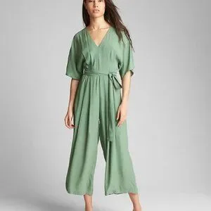 GAP Pants Jumpsuits Gap Sage Green V Dolman Quarter Belted